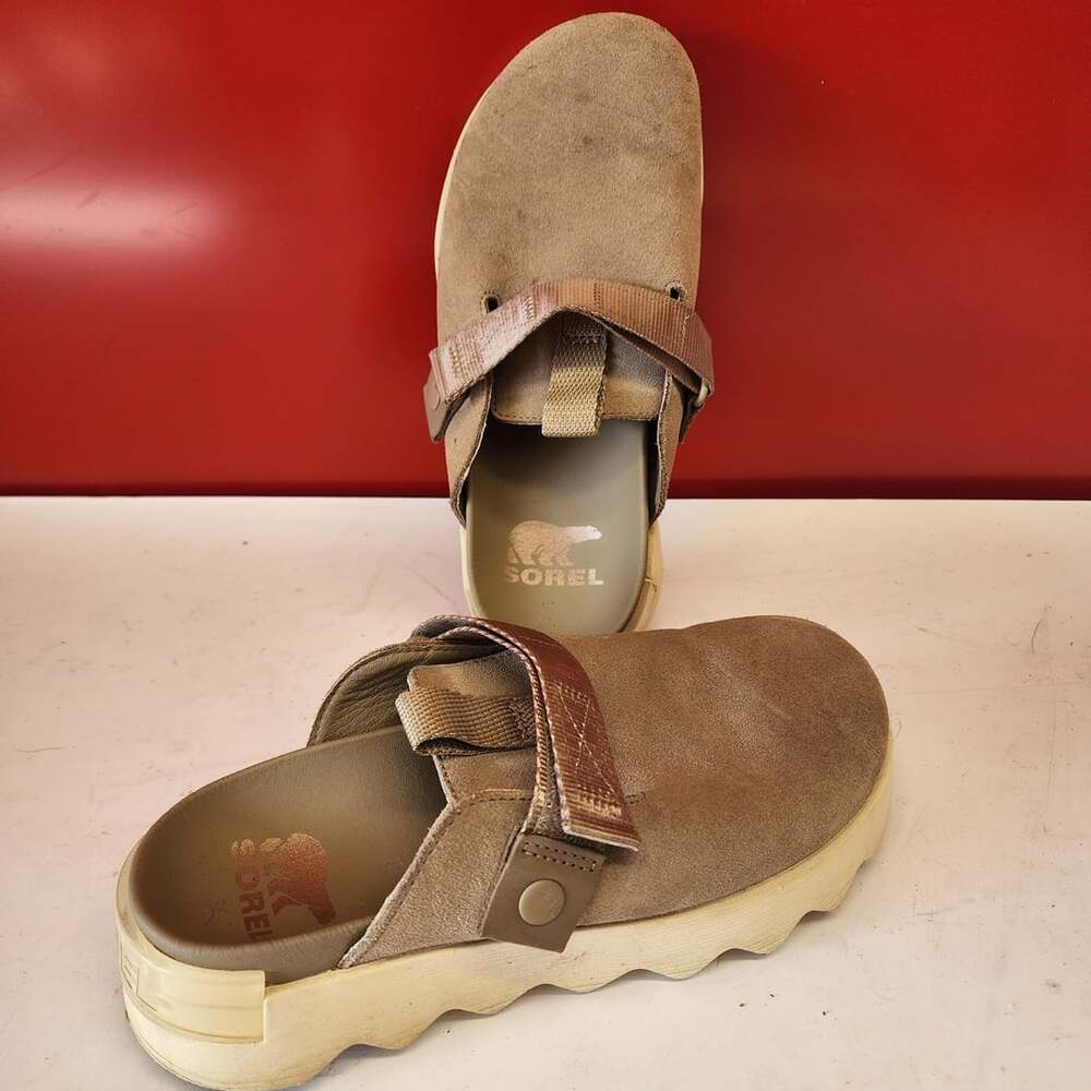 Sorel Women's Viibe Clog Slip-On Shoes Taupe Suede Size 7